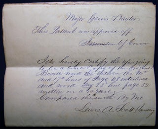 Circa 1850 Manuscript Copy of the Patent from Governor Dongan to East Hampton Inhabitants Certified and Signed as a True Copy By Lewis Allaire Scott (1819 - 1896)