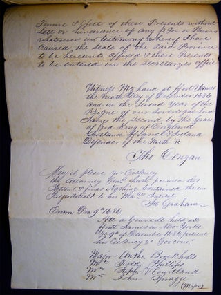 Circa 1850 Manuscript Copy of the Patent from Governor Dongan to East Hampton Inhabitants Certified and Signed as a True Copy By Lewis Allaire Scott (1819 - 1896)