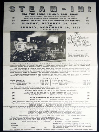 Item #030319 1967 Steam-In! Via the Long Island Rail Road Announcement Broadside Flyer for the...