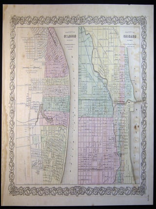 Item #030327 St. Louis Missouri & Chicago Illinois. Americana - 19th Century - Cartography -...