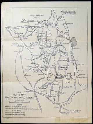 Item #030335 1917 Route Map Sequoia National Forest. Americana - 20th Century - Tourism -...