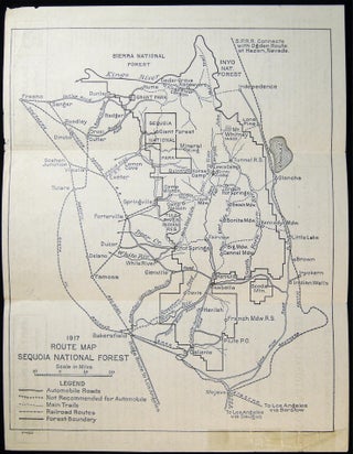 Item #030335 1917 Route Map Sequoia National Forest. Americana - 20th Century - Tourism -...