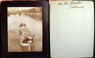 Item #10726 Early Cabinet Card Photograph of A Barge Being Poled on the Amstel River Holland....