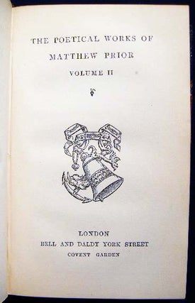The Poetical Works of Matthew Prior (with) an Autograph Note Signed from Paul Van Dyke of the Princeton Theological Seminary