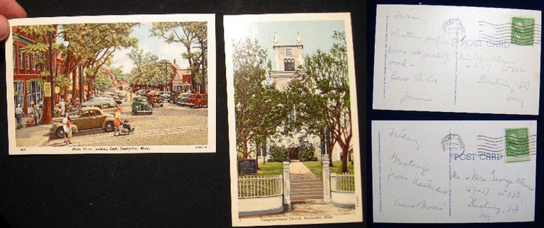 Item #12579 2 Nantucket Postcards: Congregational Church & Main Street Looking East, Nantucket Mass. Nantucket.