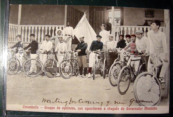 Item #13090 Undivided Back Bilhete Postal Angola Bicycle Race Postcard "Catumbella - Gruppo De Cyclistas, Que Aguardaram a Chegada Do Governador Moutinho" Bicycling.