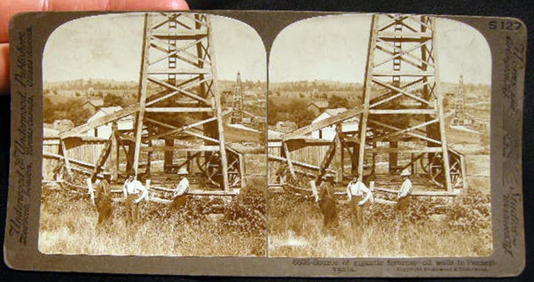 Item #13394 Stereoview of Source of Gigantic Fortunes - Oil Wells in Pennsylvania. Oil Industry.