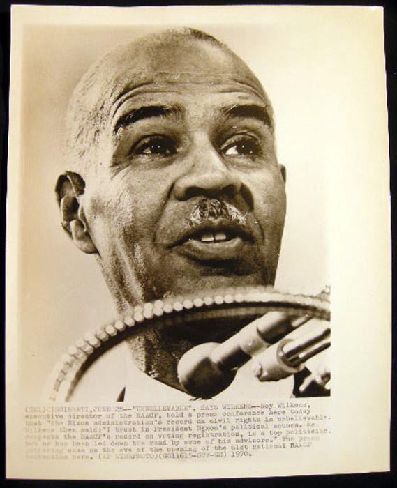 Item #13952 Photograph of Roy Wilkens Executive Director of NAACP Told a Press Conference Here (Cincinnatti, June 28 1970 Today That "the Nixon Adminstration's Record on Civil Rights is Unbelievable..." Roy Wilkens.