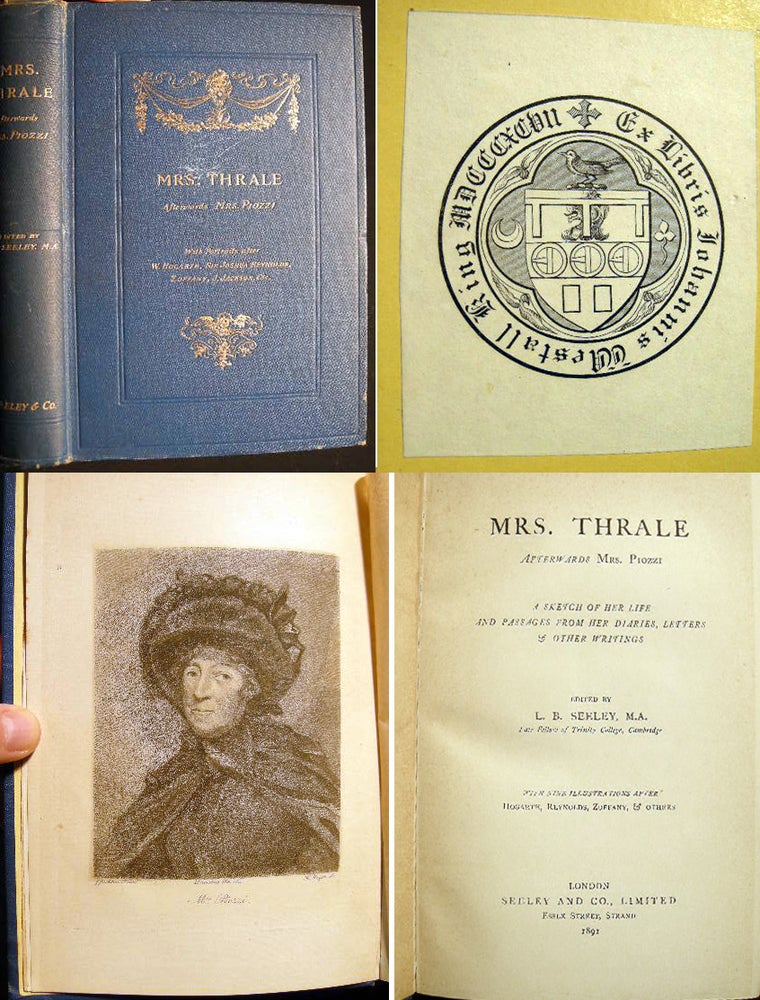 Item #14254 Mrs. Thrale Afterwards Mrs. Piozzi A Sketch of Her Life and Passages from Her Diaries, Letters & Other Writings. L. B. Seeley.
