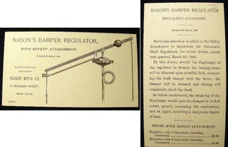 Item #14607 Nason's Damper Regulator, with Safety Attachment. Patented 2d March, 1886....