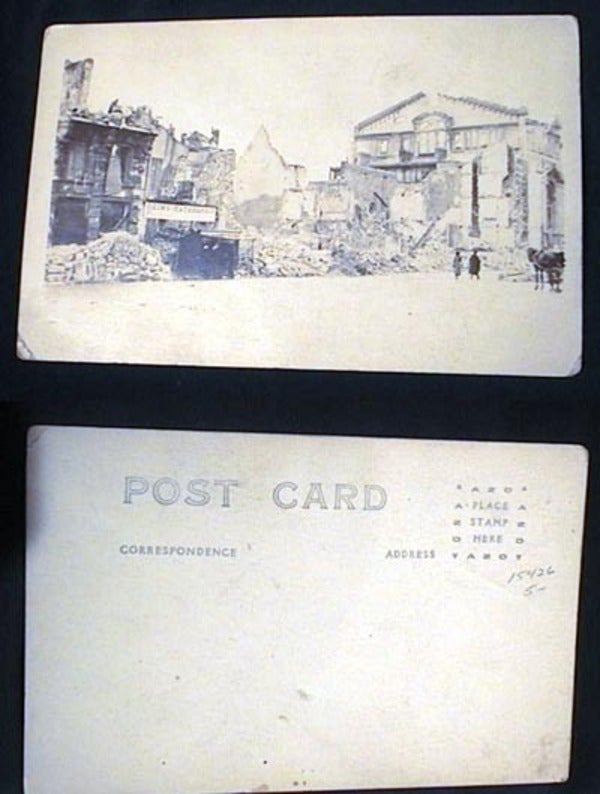 Item #15426 Real Photo Postcard of the Destruction of Reims Cathédrale. Reims.