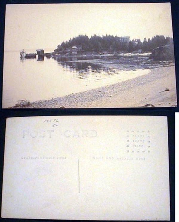 Item #15576 Real Photo Postcard of Great Lakes(?) Scene with Ferryboat at Dock. Great Lakes.
