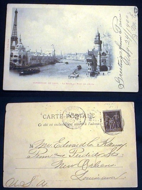 Item #15651 Exposition De 1900 La Seine Au Pont De L'Alma Postcard. Paris.