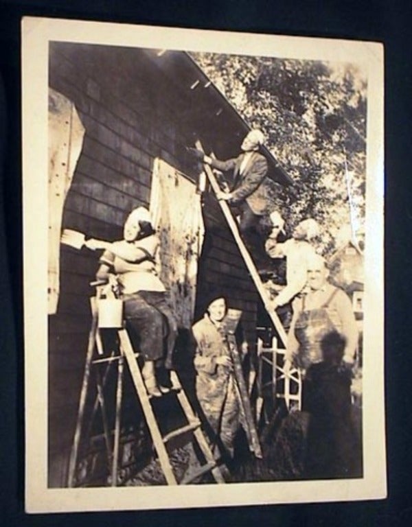 Item #15664 Photographic Snapshot of a Comedic House Painting Party. House Painting.