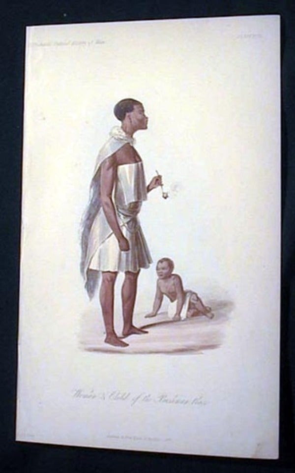 Item #15740 Hand-Colored Lithograph of Woman & Child of the Bushman Race. Bushman.