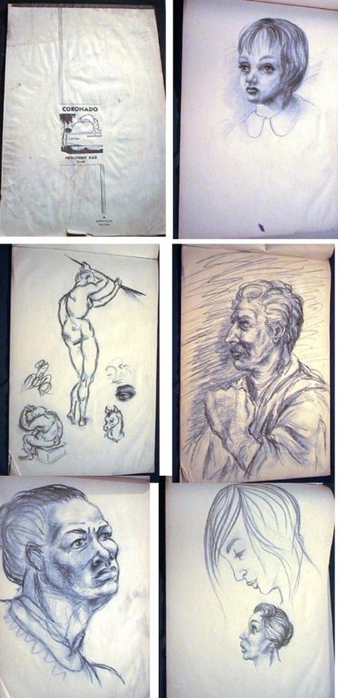 Item #15820 Sketchbook of Original Pencil & Graphite Art Mostly Portraiture, Nudes and Figure Studies Circa 1940s. Original Art.