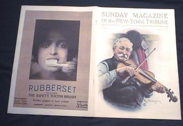 Item #15821 Sunday Magazine of the New-York Tribune Part III March 26, 1911 Robert Robinson Color Cover Art & Color Rubberset Safety Tooth Brush Advertisement. New-York Tribune.