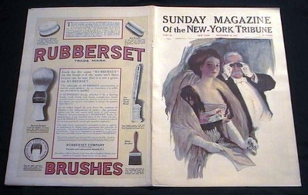 Item #15864 Sunday Magazine of the New-York Tribune Part III November 19, 1911 W. R. Kirkpatrick Color Cover Art & Color Rubberset Brushes Company Advertisement. New-York Tribune.