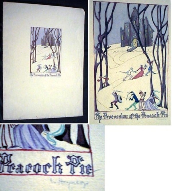 Item #15992 Original Color Fantasy Fairy-Tale Art Illustration the Procession of the Peacock Pie. Art.