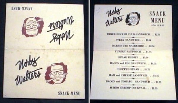Item #16118 Norby Walters Snack Menu. Norby Walters.