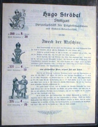 Item #16550 Advertisement Brochure for Hugo Ströbel Stuttgart Sezialgeschaft Fur...