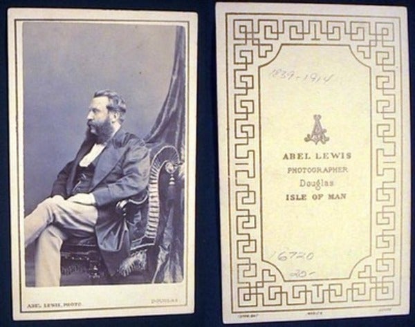 Item #16720 C. 1870 Carte-de-Visite Photograph Abel Lewis Photographer Douglas Isle of Man Portrait of a Seated Man. Abel Lewis Photographer.
