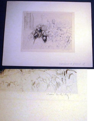Item #17335 Marchande De Fleurs Original Etching Signed By Henri Le Riche. Henri Le Riche