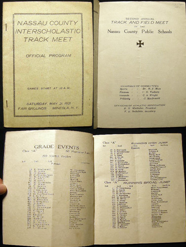 Item #17339 Second Annual Track and Field Meet of the Nassau County Public Schools Official Program Saturday, May 21, 1921 Fair Grounds Mineola, N.Y. Nassau County.