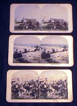 Group of 3 Stereoviews of World War I German 15-Inch Gun, First Aid Station, Digging Trenches. World War I.
