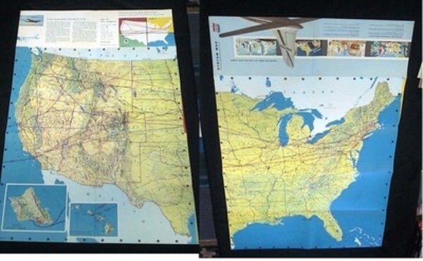 1960 Color Folding System Map for United Air Lines | United Air Lines