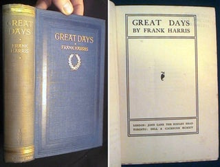 Item #18171 Great Days. Frank Harris