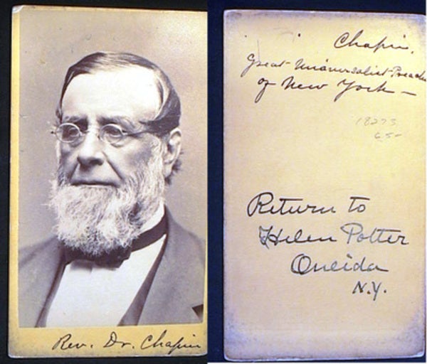 Item #18273 Carte-de-Visite Photograph of Rev. Dr. E.H. Chapin. Rev. Dr. Chapin.