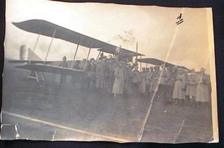 Item #18277 Snapshot of an Early Twentieth-Century Biplane with Military Personnel. Aviation
