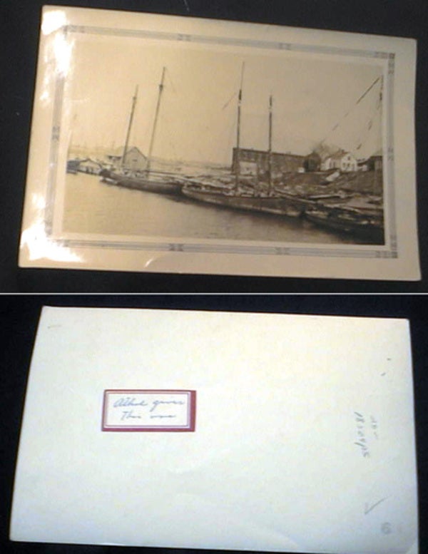 Item #18304 Circa 1890 Photograph of Small Sailing Vessels at Dockside. Nautical Photography.