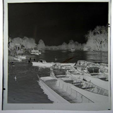 Item #19054 Photographic Negative of Wooden Boats on a River, Possibly Hanover Germany on the Leine Circa 1949. Photography.