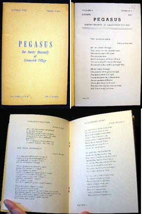 Item #19174 Pegasus Poetry Society of Greenwich Village Volume 1 Number 3 Summer 1952. Pegasus