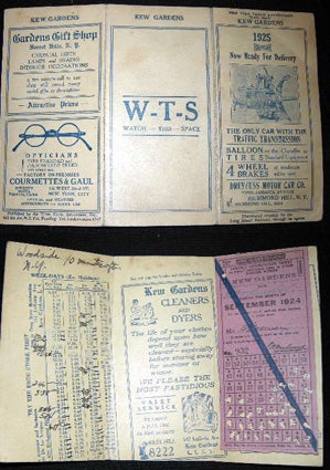 Item #19298 Time Table Advertiser for Kew Gardens and Woodside (with) the Monthly Commutation Ticket for the Month of September 1924. Time Table Advertiser.