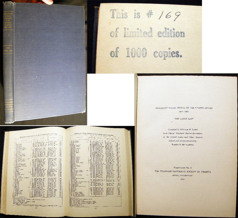 Item #19344 Merchant Steam Vessels of Ther United States 1807-1868 "The Lytle List" William M. Lytle, compiler.