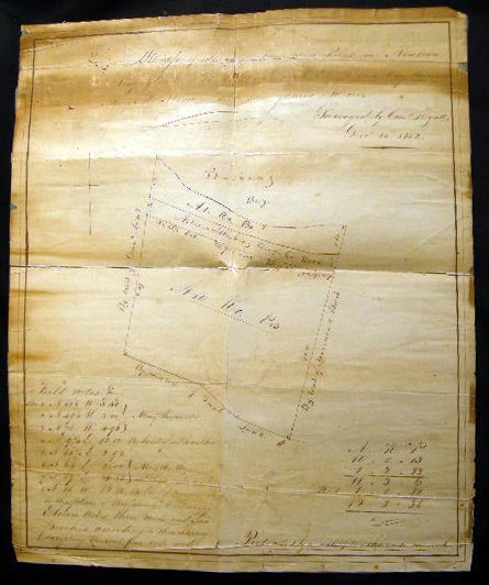 Item #19717 1852 Manuscript Map of Land at Lawrence's Point In Newtown Long Island Sold By Dan.'l Lent to Mrs. Mary Lawrence Mary R. Stryker and Mr. James Moore: Surveyed By Corn.'s Hyatt Dec. 13th, 1852. Newtown.