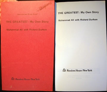 Item #19865 The Greatest: My Own Story Uncorrected First Proof. Muhammad Ali, Richard Durham.