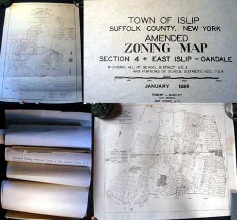 Item #20022 Circa 1930s Collection of Zoning Maps of Islip Long Island. Islip.