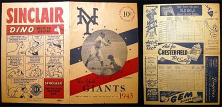 Item #20285 1945 Official Program and Score Card New York Giants National League Baseball Club of New York. New York Giants.