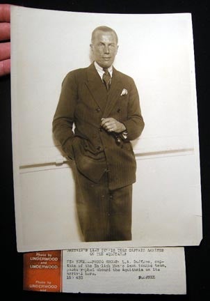 Item #20345 C. 1928 Photograph of L.A. Godfree Captain of the English Men's Lawn Tennis Team, Photographed Aboard the Aquitania On Its Arrival Here (in New York). L A. Godfree.