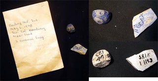 Item #20363 C. 18th Century 2 Ceramic Fragments from Baiting Hollow Long Island Evidently from an...
