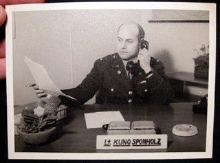 Item #20385 C. 1945 4 1/2" x 6" black and White Portrait at Desk of Lt. Kuno Sponholz in...