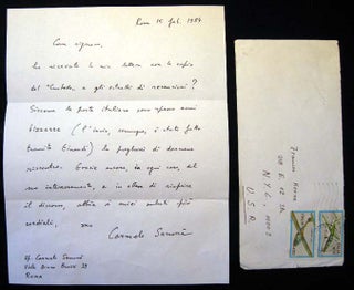 Item #20767 1984 Autograph Letter Signed By Sicilian Author Carmelo Samona. Carmelo Samona