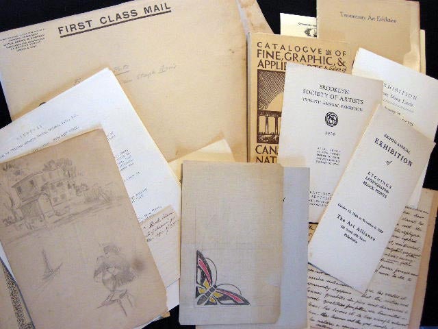 Item #21547 1900-1959 Group of Materials Illustrating the Creative Life of William Steeple Davis, Orient Long Island New York Fine Artist Including Original Sketches, a Typed Manuscript of a Nautical Book, Art & Photography Exhibition Catalogs & Articles. William Steeple Davis.