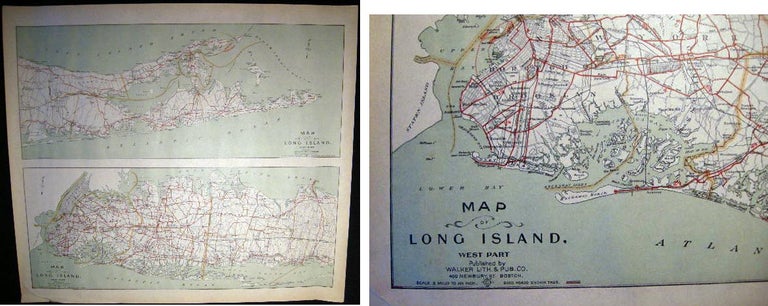 Item #21619 Map of Long Island, East Part & West Part. Long Island - Map.