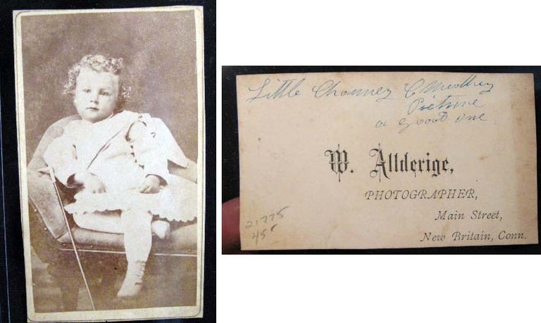 Item #21775 C. 1875 Business Card with Tipped-On Albumen Image for the Business of W. Allderige, Photographer, Main Street, New Britain, Conn. Photography - Photographic Business Card.
