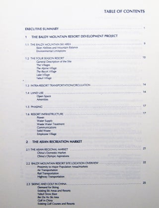 1995-1996 Group of Business Research and Development Materials Concerning the Development of a Winter Sports Facility, Baldy Mountain Resort, Weihe Forest Heilongjiang China: China Ski Corporation.